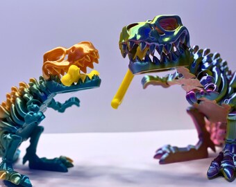 3D Printed Articulated T-Rex Skeleton – 10" & 8" – Multicolor or Solid Options