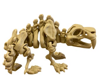3D Printed Articulated Dinosaur Skeleton – Flexible Poseable Fossil Toy – Handmade PLA Dino Model – 6"