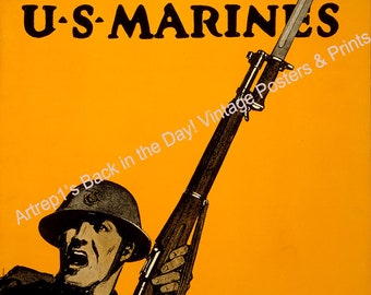 WWI, Marines, Recruiting Poster Reproduction "...U.S. Marines"