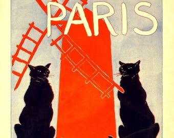 Edward Penfield Paris Poster, Vintage Harper's Magazine Cover Print, Black Cats, Art Nouveau Wall Decor, Retro Literary Art