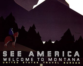 WPA, Montana, Vintage Giclee Reproduction "See America"