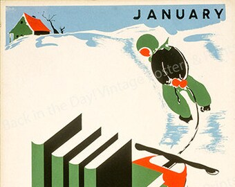 WPA, "January--A year of good reading ahead" Vintage Reproduction c1936