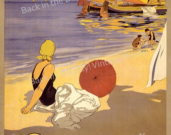 Beaches, Vintage Advertising Travel Poster "Cattolica Adriatico" c1920
