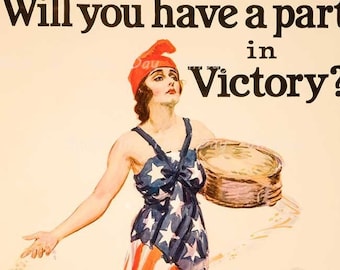 WWI, Victory Gardens, American Flag, Vintage Reproduction 