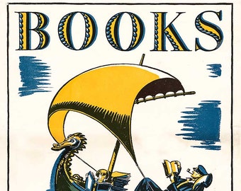 Books, Reading, Sailing, Holidays, Reproduction Vintage Poster- "Books For The Holiday!" c1927?