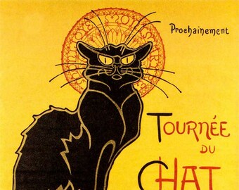 Black Cat, Cabaret, Vintage Fine Art, Giclée Reproduction "Tornée du Chat Noir" by Théophile-Alexandre Steinlen c1896