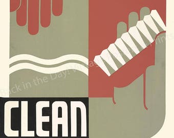WPA, Health, Giclée Reproduction of Vintage Poster "Keep Clean"  c1936-38 - 11"x17"