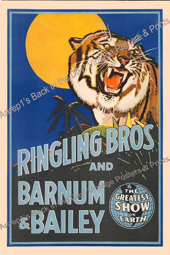 MAGNET Circus Poster PHOTO Magnet Ringling Bros and Barnum and Bailey Lion Tiger