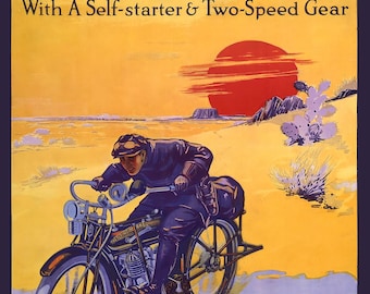 Motorcycles, Vintage Poster Reprodution, "The Flying Merkel Motorcycle" Poster (1913)