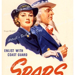 Vintage Reproduction WWII "Make a Date with Uncle Sam. Enlist with the Coast Guard SPARS"