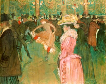 Toulouse-Lautrec Fine Art Print, At The Moulin Rouge - The Dance, Bar Cafe Decor C. 1890