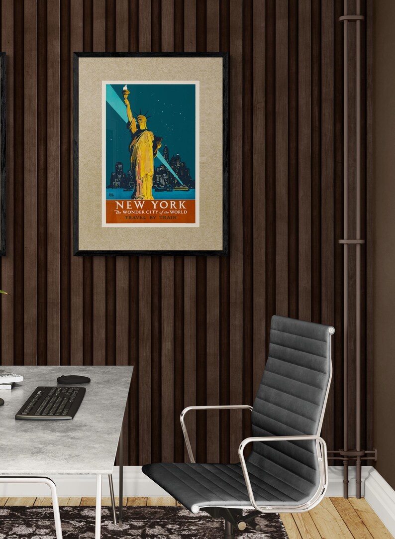 Statue of Liberty Vintage Travel Poster: New York Central Railroad - Etsy