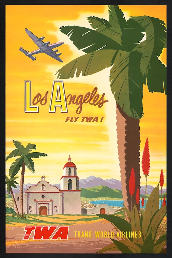 Wall Art, TWA, Palm Trees, Vintage Reproduction Poster 