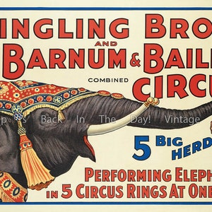 Circus, Elephants, Giclée, Vintage Reproduction of &quot;Ringling Bros. and Barnum & Bailey Circus!&quot;