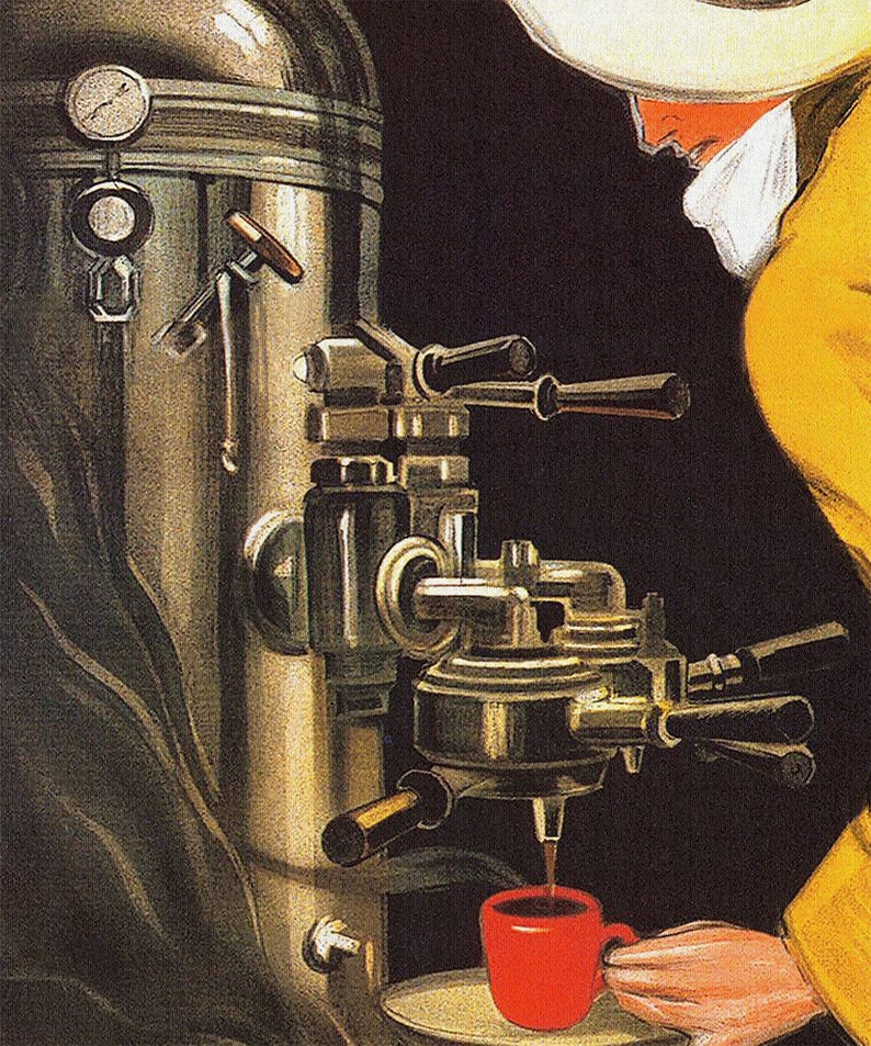 Expresso, Cafe, Coffee Machines, Giclee Reproduction, Advertising Poster la Victoria Arduino