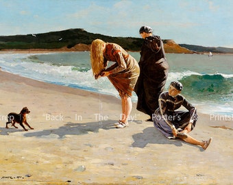 Winslow Homer Eagle Head Manchester MA Art Print | Vintage Beach Bathers Oil Painting Reproduction | Coastal Nautical Wall Decor
