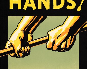 Hands Protect Them WPA Poster Digital Download, Vintage New Deal Printable Art, Retro Graphic Design Poster, American History Print