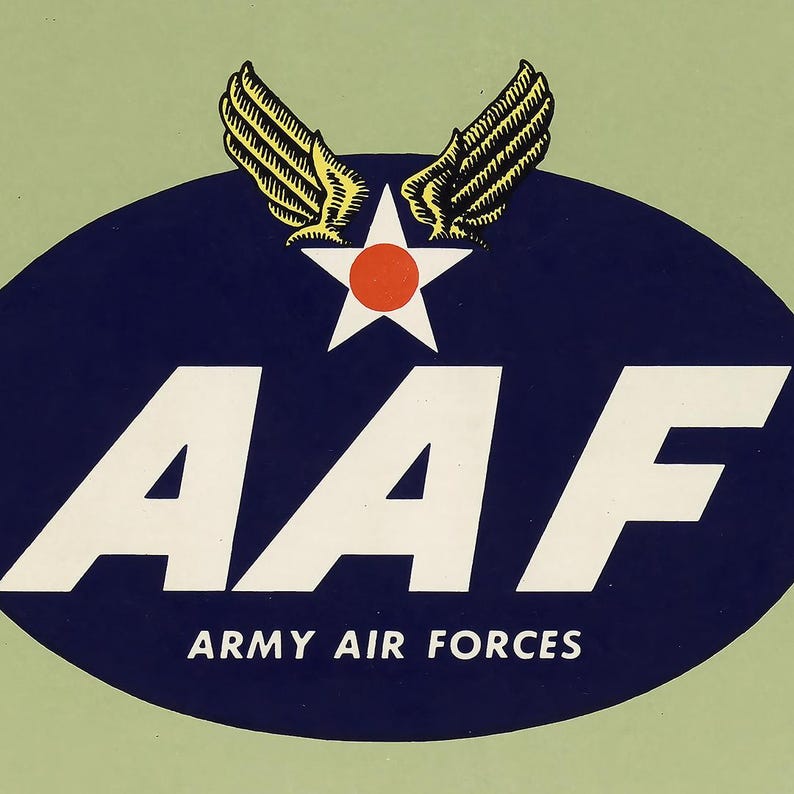 WWII Army Air Forces Recruitment Poster, Vintage Bomber Airplane Wall ...