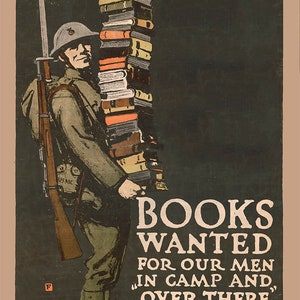 WWI, War Posters, Vintage Reproduction  Era Poster  "Books Wanted!"