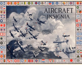 WWII, Aircraft, Symbols,.Vintage Reproduction  Poster "Aircraft Insignia"