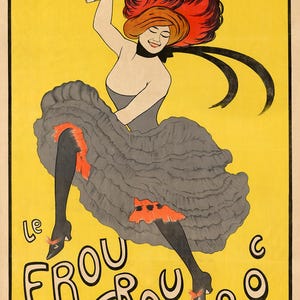 Cabaret, bailarines de Can-Can, reproducción vintage del cartel publicitario francés "Le Frou Frou ", Journal Humoristique" c1899