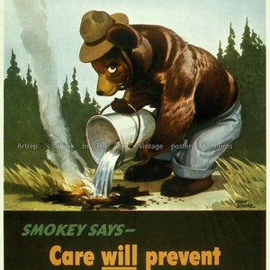 WWII, Smokey The Bear, Prevent Forest Fires, Remixed Vintage Reproduction, "Smokey Says.."