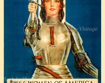 WWI, Vintage Repro Poster-"Joan of Arc Saved France " c1918