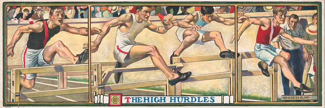 Vintage Running Races Sports, Track, Race Repro Vintage Poster the High Hurdles C1909 - Etsy