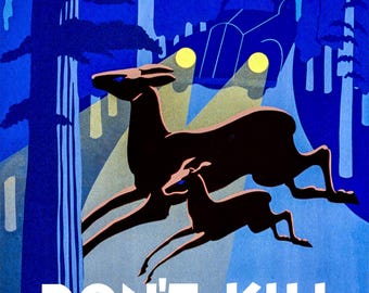 WPA Classic Wildlife Poster, Retro Animal Wall Art, National Park Decor, Instant Digital Download