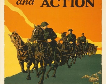 Vintage Reproduction WWI Recruiting Poster-"Field Artillery_U.S. Army"