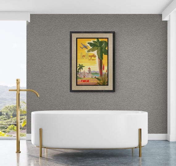 Wall Art, TWA, Palm Trees, Vintage Reproduction Poster 