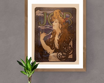 Mucha,  Vintage Repro Advertising Poster "JOB Cigarette Papers"