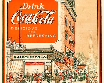 Vintage Coca Cola Poster Print, Retro Soda Printable Wall Art