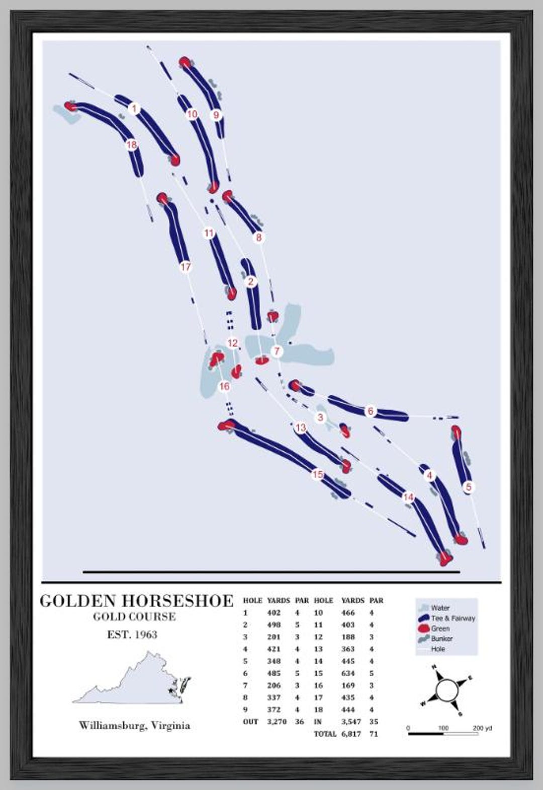 Golden Horseshoe Golf Club - Gold Course (modern) - Etsy