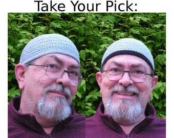 Mens Cotton Cooling Cap™ Crocheted in Light Gray + Optional Bands