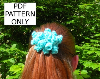 PDF PATTERN with Pictures: Crochet Curliecue Barrette Hair Accessory