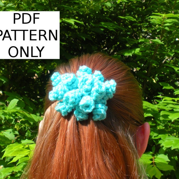 PDF PATTERN: Crochet Curliecue Barrette Hat or Hair Accessory