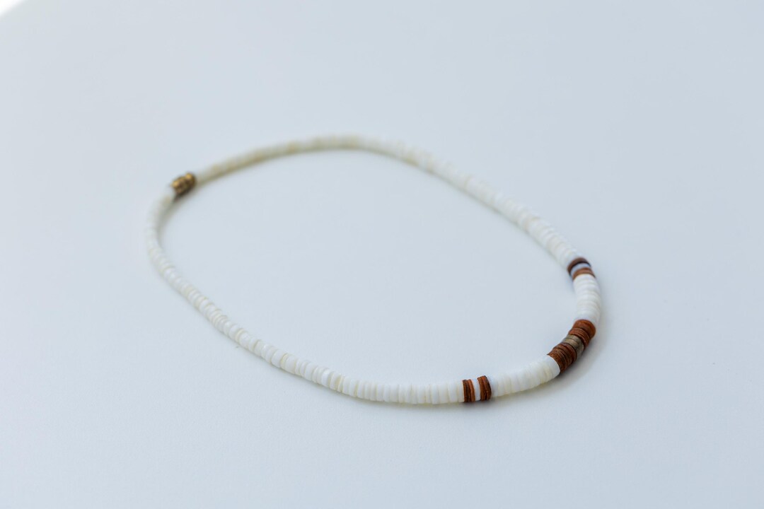 Surfer Shell Chain Shell Flat White Surfer Necklace Shell Simple Choker Boho Style Sea ...
