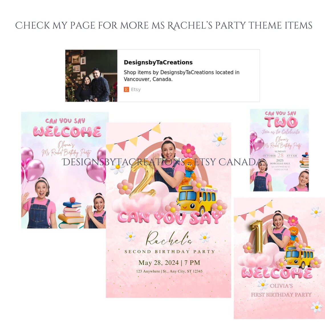 Editable Ms Rachel Birthday Invitation, Personalized Digital Kids ...