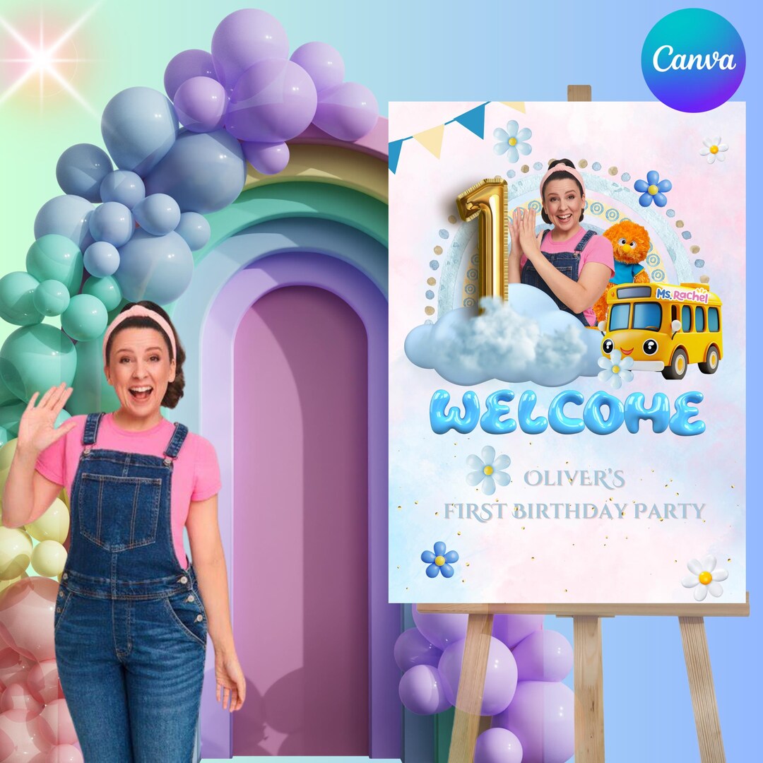 Editable Ms Rachel Birthday Welcome Sign: Canva Template (digital ...