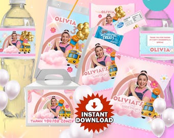 Bearbeitbare Ms Rachel Party Favor Printables: Chip Taschen, Etiketten (Digitaler Download)