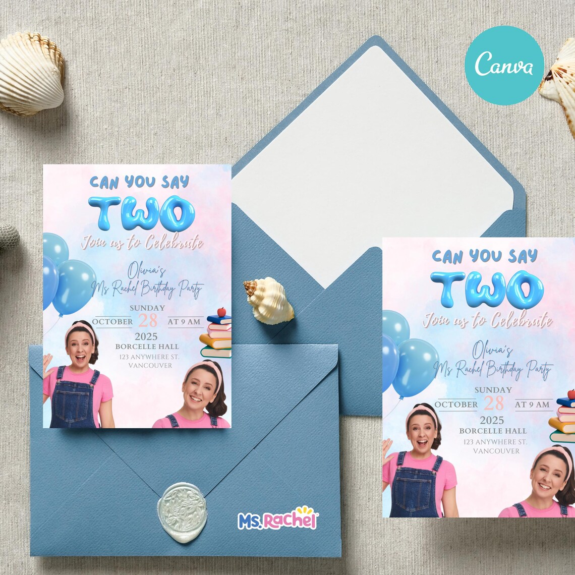 Editable Ms Rachel Birthday Invitation, Personalized Digital Kids ...