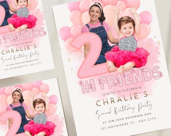 Editable Ms Rachel Second Birthday Invitation with Photo: Kids Party Template (Digital)