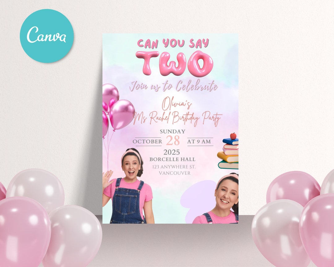 Editable Ms Rachel Birthday Invitation, Personalized Digital Kids ...