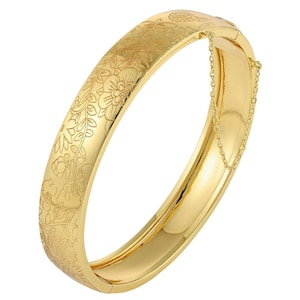 Graverat armband i 18K guld – Handgjort smycke i vintagestil, present till henne