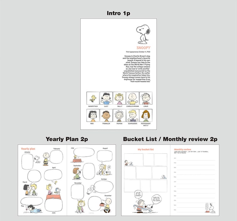 Snoopy Themed Daily Routine Snoopy Planner, Peanuts Snoopy Diary, Snoopy Undated Journal, Notes - Etsy