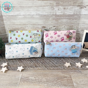 Crayon Shin Chan Pouch, Shin Chan Shiro Pouch, Chocobi Pencil Pouch, Canvas Pouch, Pouch with Badge