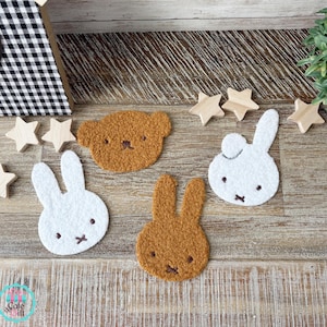 Set of 4 - Miffy Plush Sticker, Miffy Fluffy Plush Sticker, Miffy and Boris Sticker, Cell Phone and Laptop Sticker