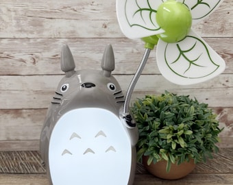 TOTORO Night Light with Fan, Totoro Bedroom Lamp, Totoro Fan, Reading Light, TOTORO Night Light,  Mood Light, Light for Kids