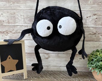 Studio Ghibli Susuwatari Cross Bag, Studio Ghibli Fuzzy Ball Character Bag, Fuzzy Plush Cross Bag, Spirited Away Film, Character Cross Bag